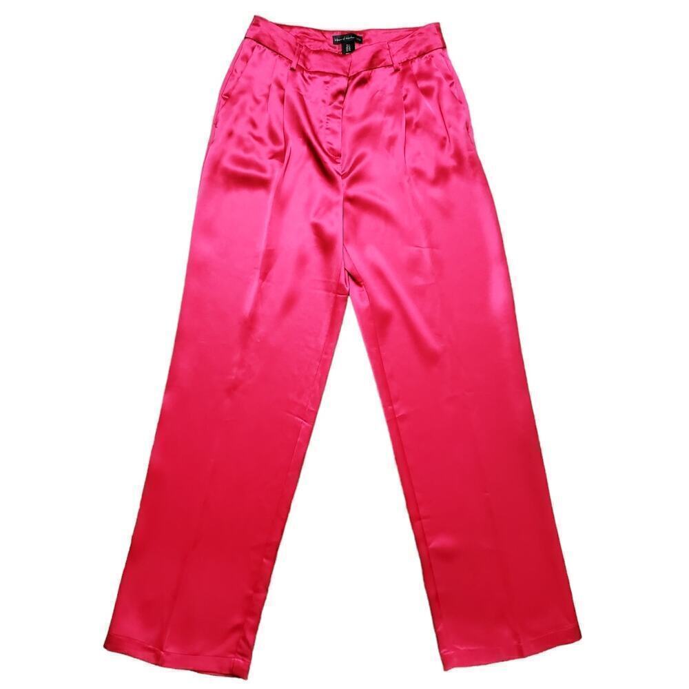 House of Harlow 1960 Red Satin Pleated Pants 6 NEW Mob Wife Sexy Sleek Chic